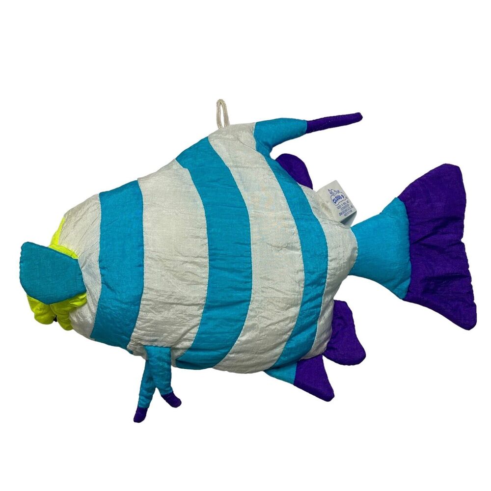 CLOUD 9 Vintage Multicolor Fish Nylon Plush 1990s Stuffed Animal Hanging